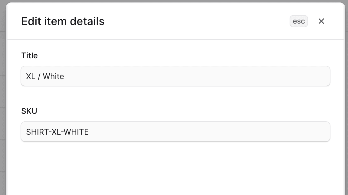 编辑库存物品表单
