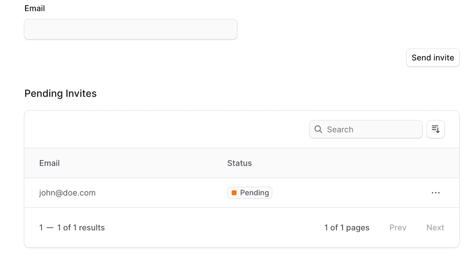 待处理邀请表格
