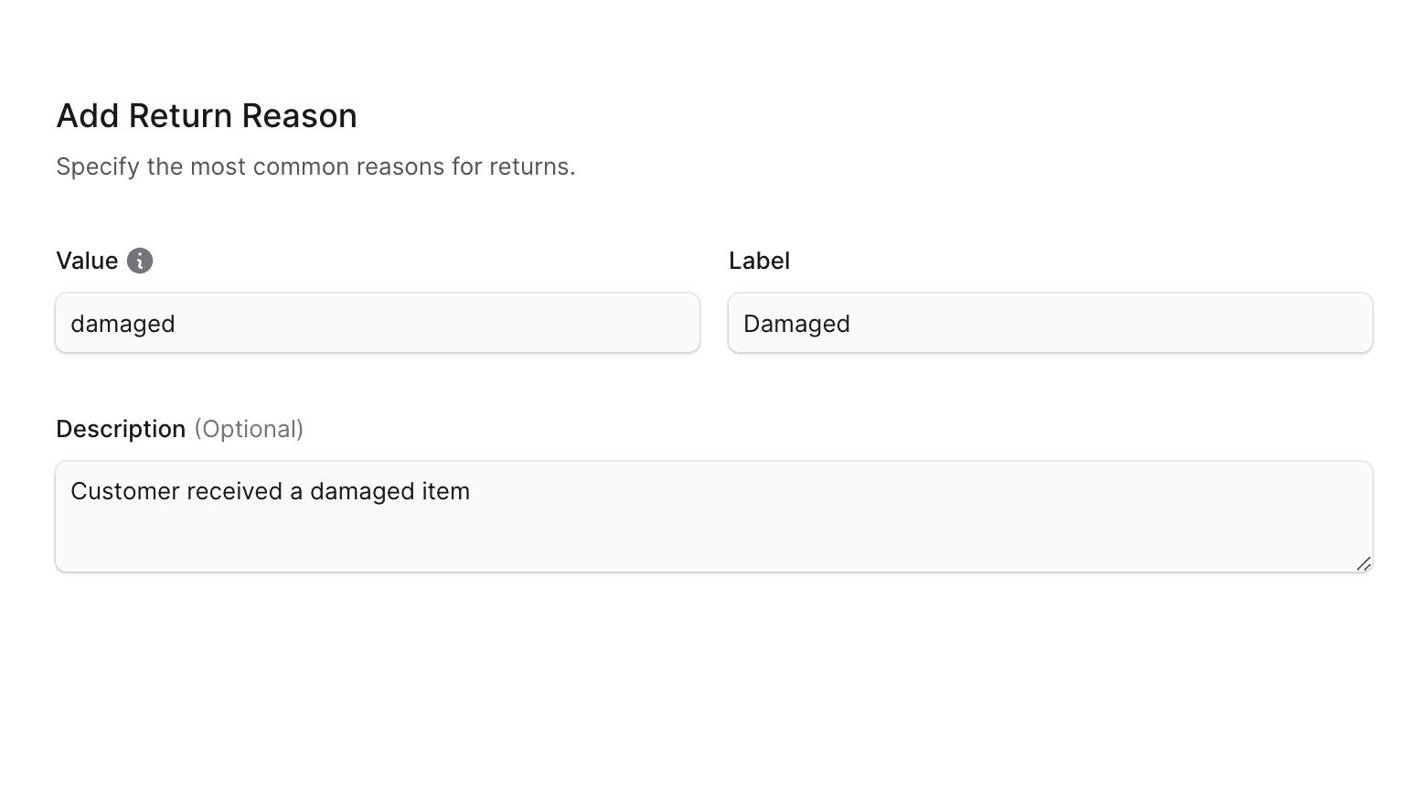 创建退货原因表单