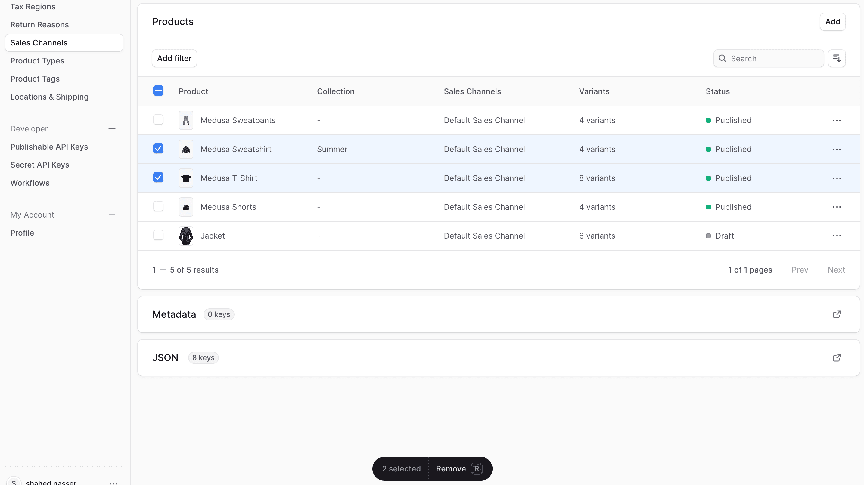 从销售渠道删除产品