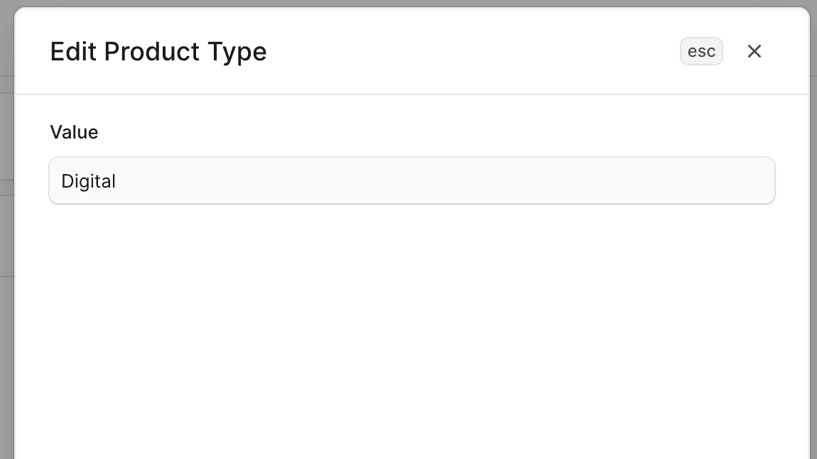 编辑产品类型表单
